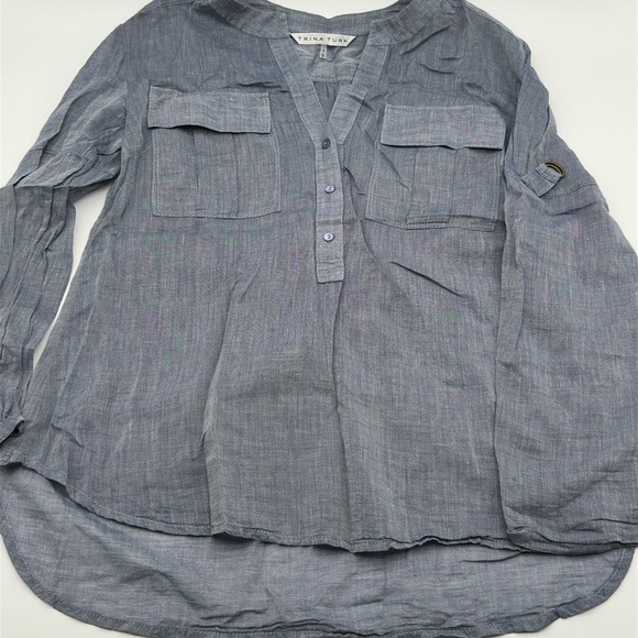 Trina Turk Jemison Blouse Small Silk Blend - Picture 1 of 8